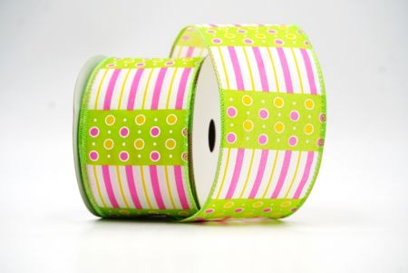 Apple green & Pink Colorful Polka Dots & Stripe lines KF8478GC-15-190