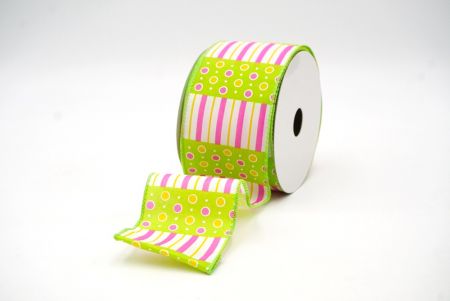 Apple green & Pink Colorful Polka Dots & Stripe lines KF8478GC-15-190