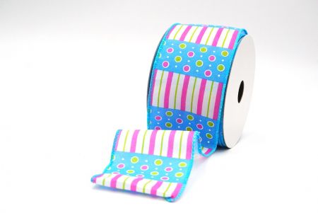 Light Blue Colorful Polka Dots & Stripe lines KF8478GC-4-213