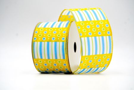 Yellow Colorful Polka Dots & Stripe lines KF8478GC-6-6