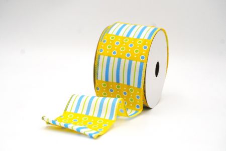 Yellow Colorful Polka Dots & Stripe lines KF8478GC-6-6