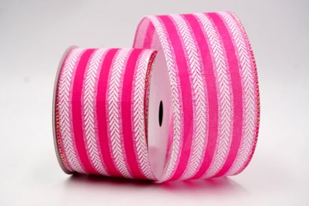 Hot Pink_Spring Chevron Stripe Wired Ribbon_KF8479GN-40