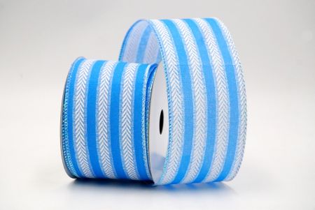 Blue_Spring Chevron Stripe Wired Ribbon_KF8479GN-55