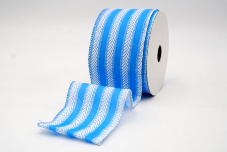 Blue_Spring Chevron Stripe Wired Ribbon_KF8479GN-55