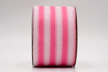 Różowy_Wiosenny Chevron Stripe Wired Ribbon_KF8479GN-5