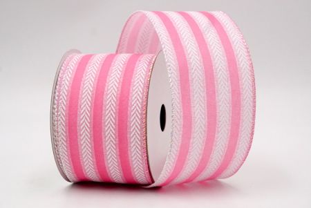 Różowy_Wiosenny Chevron Stripe Wired Ribbon_KF8479GN-5