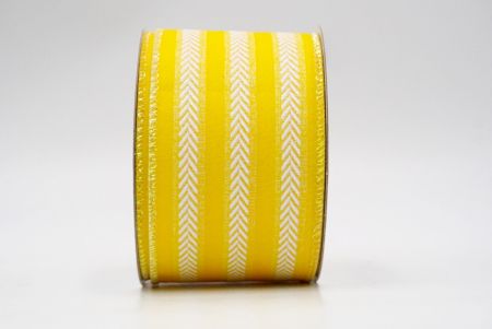 Yellow_Spring Chevron Stripe Wired Ribbon_KF8479GN-6