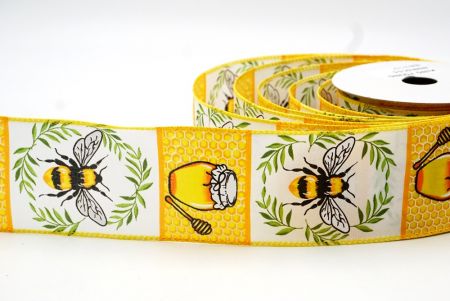 Yellow Honey & Bee Wired Ribbon_KF8481GC-6-6