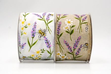 Spring Lavender and Bee Wired Ribbon - Spring Lavender and Bee Wired Ribbon