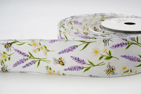 White_Spring Lavander and Bee Wired Ribbon_KF8483GC-1-1