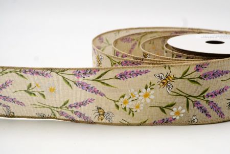 Khaki_Spring Lavander and Bee Wired Ribbon_KF8484GC-13-183