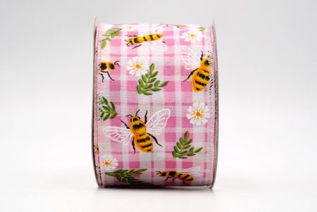 Pink_Karierte Blume und Bienen-Draht-Schleife_KF8487GC-5-5