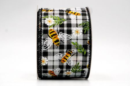 Black_Plaid Flower and Bee Wired Ribbon_KF8487GC-53-53