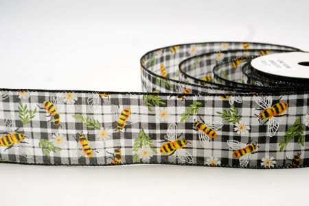 Black_Plaid Flower and Bee Wired Ribbon_KF8487GC-53-53