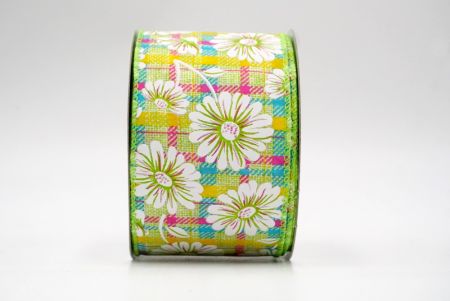 Verde_Fiore a quadri Daisy Wired Ribbon_KF8489GC-15-190