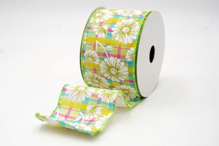 Verde_Fiore a quadri Daisy Wired Ribbon_KF8489GC-15-190