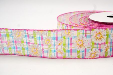 Rosa/Blu_Fiore a quadri Daisy Wired Ribbon_KF8489GC-2-218