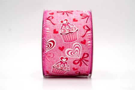 Hot Pink_Valentine Cupcake and Macaroon Wired Ribbon_KF8493GC-40-218