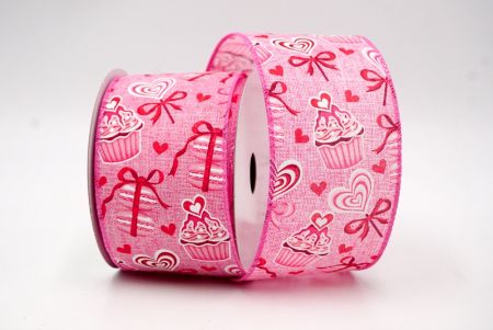 Hot Pink_Valentine Cupcake and Macaroon Wired Ribbon_KF8493GC-40-218