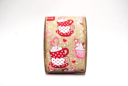 Cinta de alambre con diseño de tazas de San Valentín marrón claro_KF8494GC-13-183