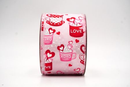 Pink Valentine Cups Design Wired Ribbon_KF8494GC-5-5