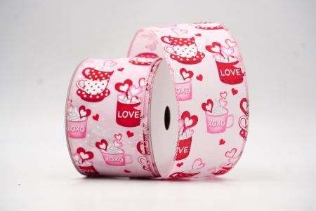 Pink Valentine Cups Design Wired Ribbon_KF8494GC-5-5