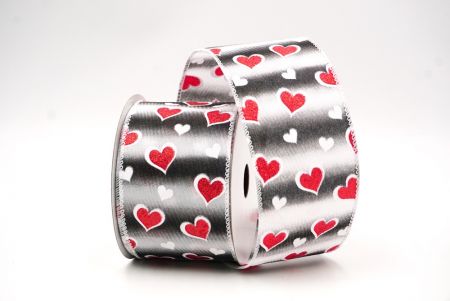 Black Glitter Valentine Heart Wired Ribbon_KF8498GC-1-1