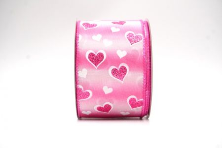 Roze glitter Valentijnshart draad lint_KF8498GC-5-218