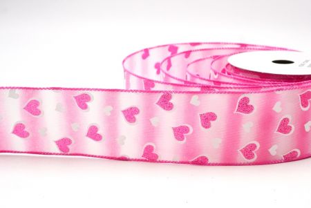 Pink Glitter Valentine Heart Wired Ribbon_KF8498GC-5-218