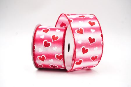 Red Glitter Valentine Heart Wired Ribbon_KF8498GC-7-7