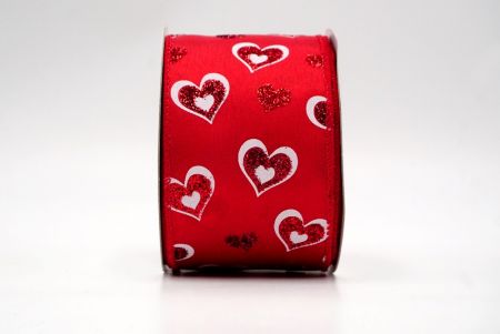 Nastro di Cuore di San Valentino a Quadri Glitterato Rosso_KF8503GC-7-7