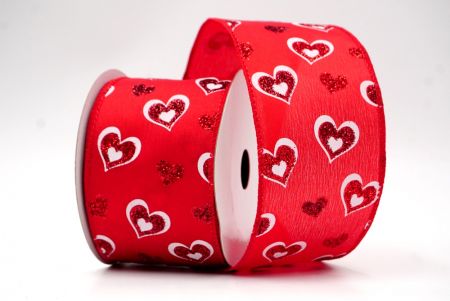 Red_Glittery Plaid Valentine Heart Wired Ribbon_KF8503GC-7-7