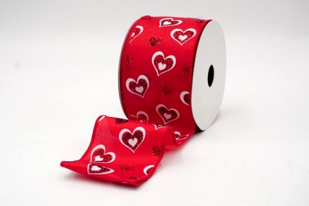 Rood_Glitterend Geruit Valentijnshart Draad Lint_KF8503GC-7-7