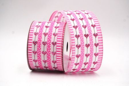 Light Pink PolkaDots & Glitter Heart Wired Ribbon_KF8505GC-1-5