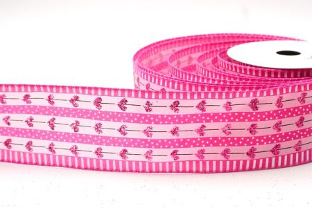 Pink PolkaDots & Glitter Heart Wired Ribbon_KF8505GC-5-218