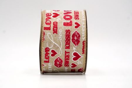 Kaki_Ruban en fil de fer avec motifs d'amour, de baisers et de XOXO_KF8507GC-13-183