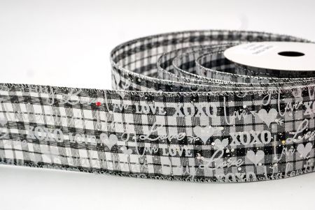 Black Valentines Day & XOXO designs Wired Ribbon_KF8510G-53