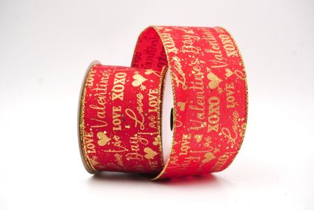 Red & gold wired Valentines Day & XOXO designs Wired Ribbon_KF8511G-7