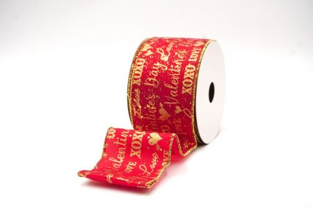 Red & gold wired Valentines Day & XOXO designs Wired Ribbon_KF8511G-7