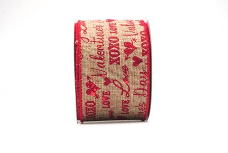 Marrone Chiaro & Rosso Valentines Day & XOXO designs Wired Ribbon_KF8517GC-13-7