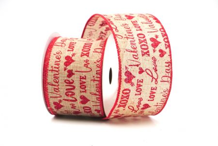 Marrone Chiaro & Rosso Valentines Day & XOXO designs Wired Ribbon_KF8517GC-13-7