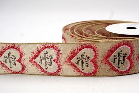 Khaki_Happy Valentine's Day Wired Ribbon_KF8518GC-13-183