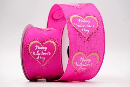 Hot Pink_Happy Valentine's Day Wired Ribbon_KF8520GC-40-218