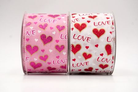 Glitterige Valentijnsdag Hart en Liefde Bedrade Lint_KF8521.KF8522.KF8523