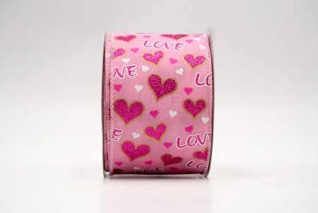 Roze_Glitterige Valentijnsdag Hart en Liefde Bedrade Lint_KF8521GC-5-5