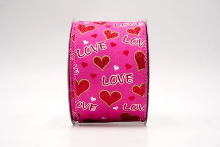 Coração Brilhante Rosa Quente e Fita de Amor com Arame para o Dia dos Namorados_KF8522GC-40-218