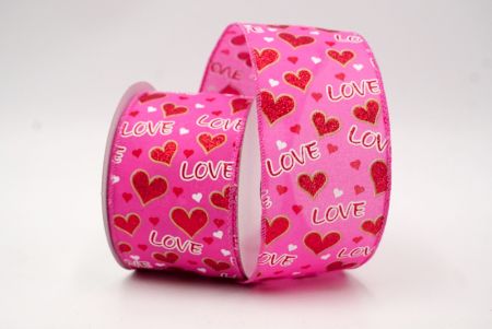 Fel Roze_Glitterige Valentijnsdag Hart en Liefde Bedrade Lint_KF8522GC-40-218