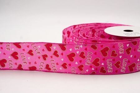 Fel Roze_Glitterige Valentijnsdag Hart en Liefde Bedrade Lint_KF8522GC-40-218