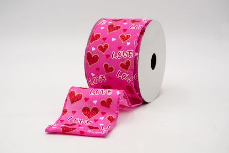 Fel Roze_Glitterige Valentijnsdag Hart en Liefde Bedrade Lint_KF8522GC-40-218