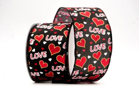 Zwart_Glitterige Valentijnsdag Hart en Liefde Bedrade Lint_KF8522GC-53-53